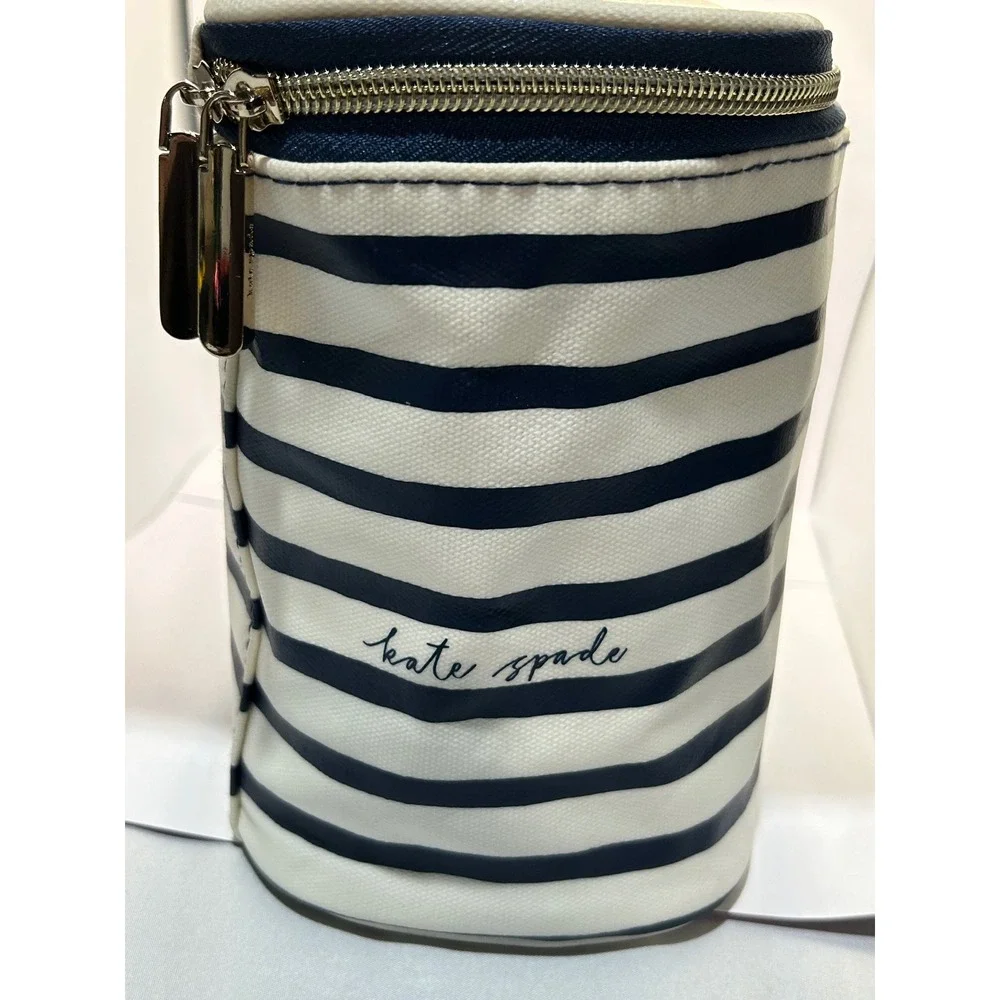 Kate Spade NY Insulated Lunch Box Tote Navy Beige‎ Striped Thermal Bag Teacherl
